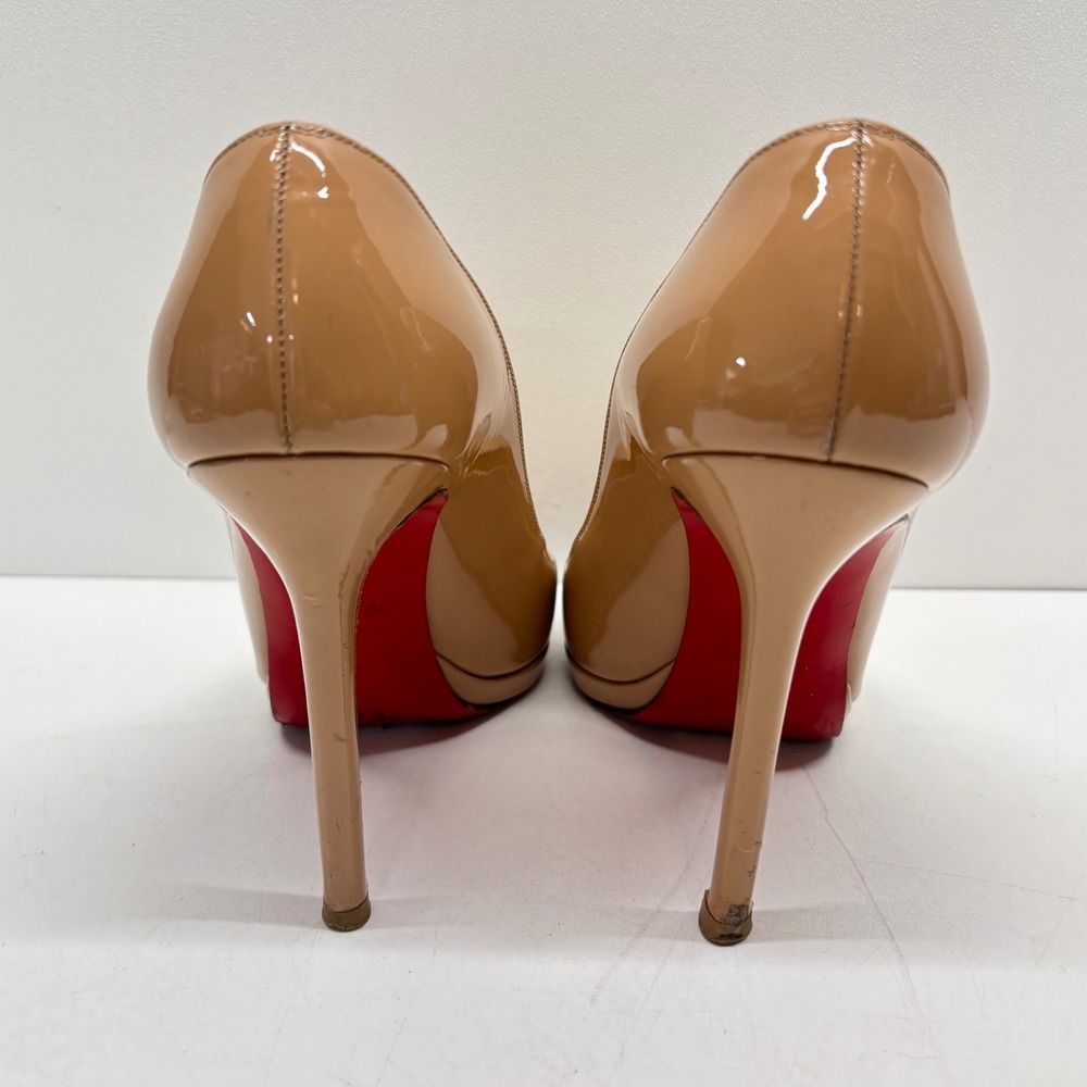 Christian Louboutin Patent Leather Pumps Womens 37 Nude Platform Red Bottoms - Picture 3 of 16